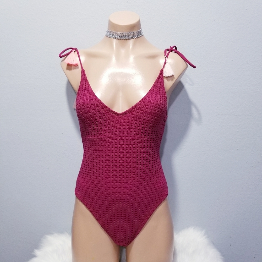 New hippie boho glam summer beach tassel swimsuit bathing suit XS